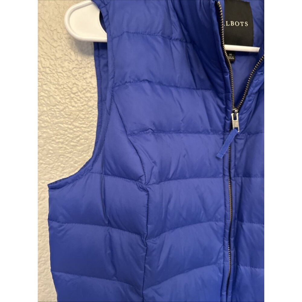 Talbots Down Fill Puffer Vest Women's‎ Size Medium Blue Quilted Full Zip Pockets - Picture 5 of 9